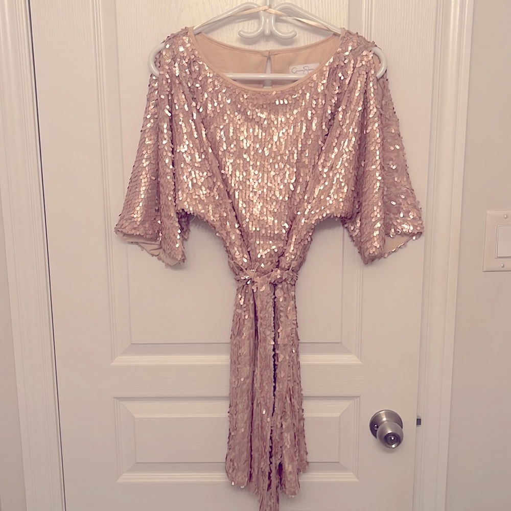 Blush Pink Sequin Mini Dress Size S